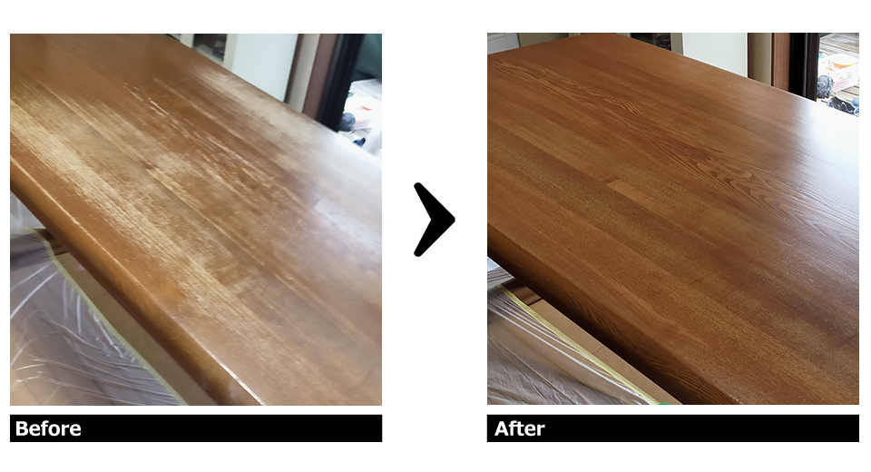 テーブル天板の擦れ 補修施工例